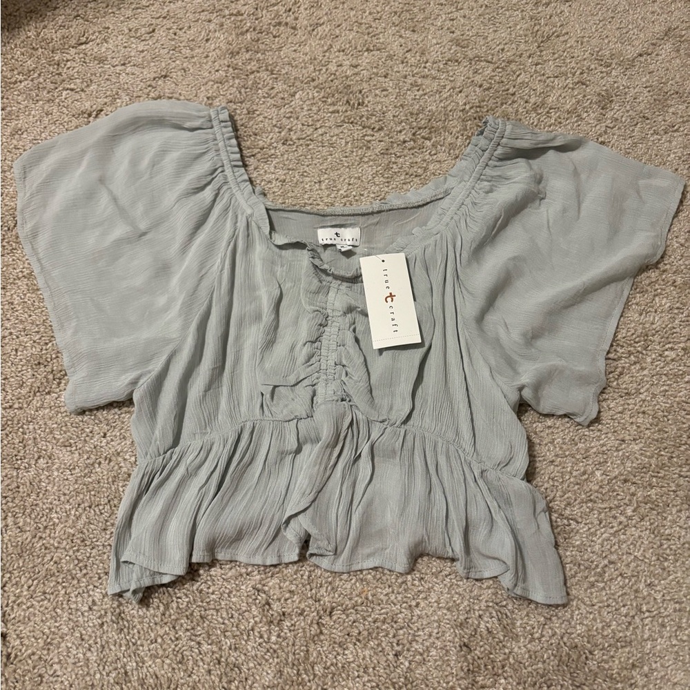 NWT True Craft Teal Women’s Short Sleeve Blouse Size Medium